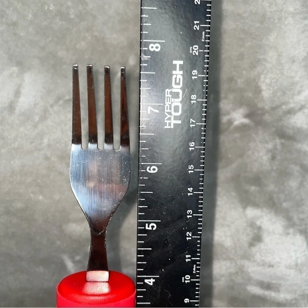 Adaptive Extra Large Easy Grip Stainless Steel Silverware Set 4 Piece Red